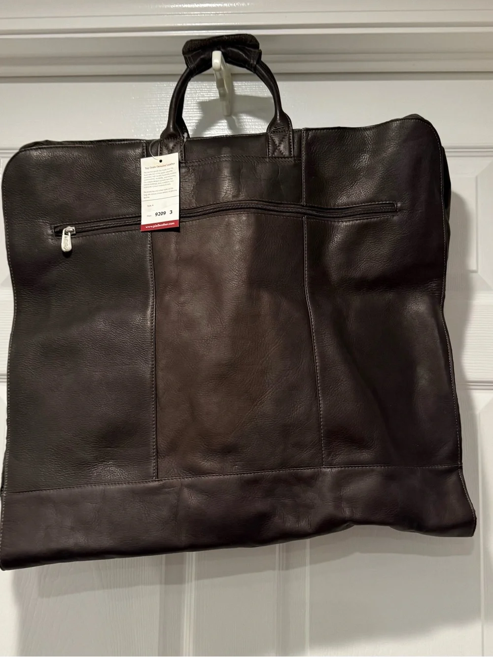 Piel Leather - Brown Leather Garment Bag with Top Carry